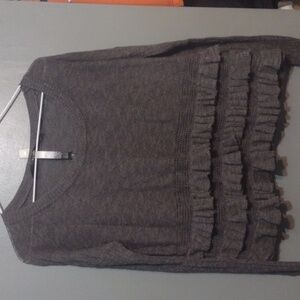 kensie ruffle sweater size small grey